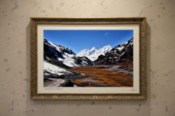 Majestic Himalayan Pass The Saffron Valley's Icy Embrace