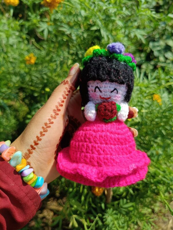 Hand Knitted Doll With Bouquet– A Blend of Love and Craftsmanship