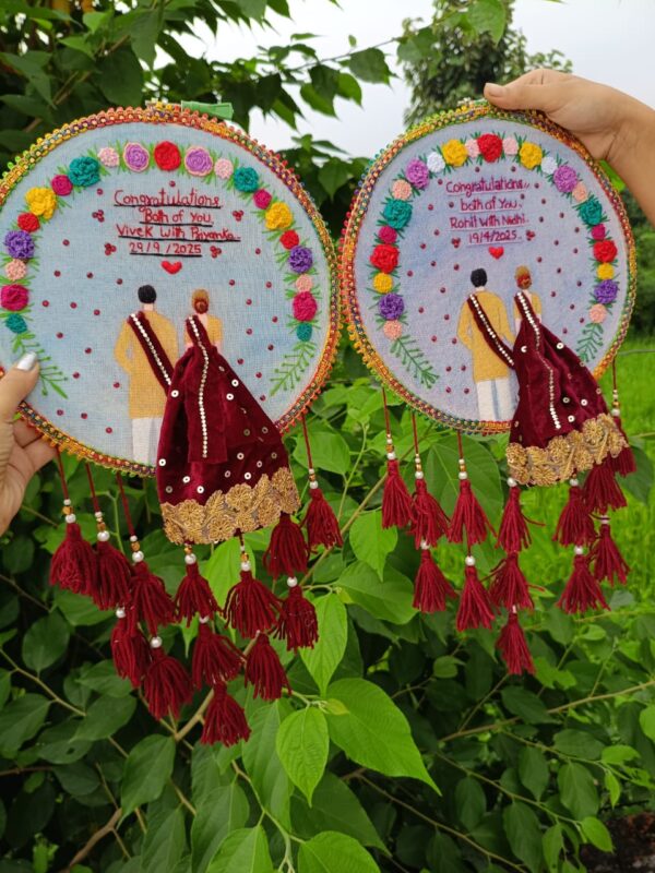 Custom Handmade Wedding/Anniversary Embroidery Hoop Art | Personalized Couple Wall Decor