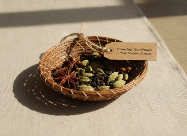 Natural Pine Needle Woven Storage Basket