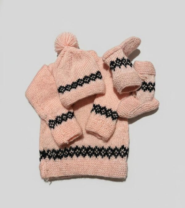 Newborn Knitted Sweater Set – 3 Piece Combo Pack (Sweater, Cap & Gloves)